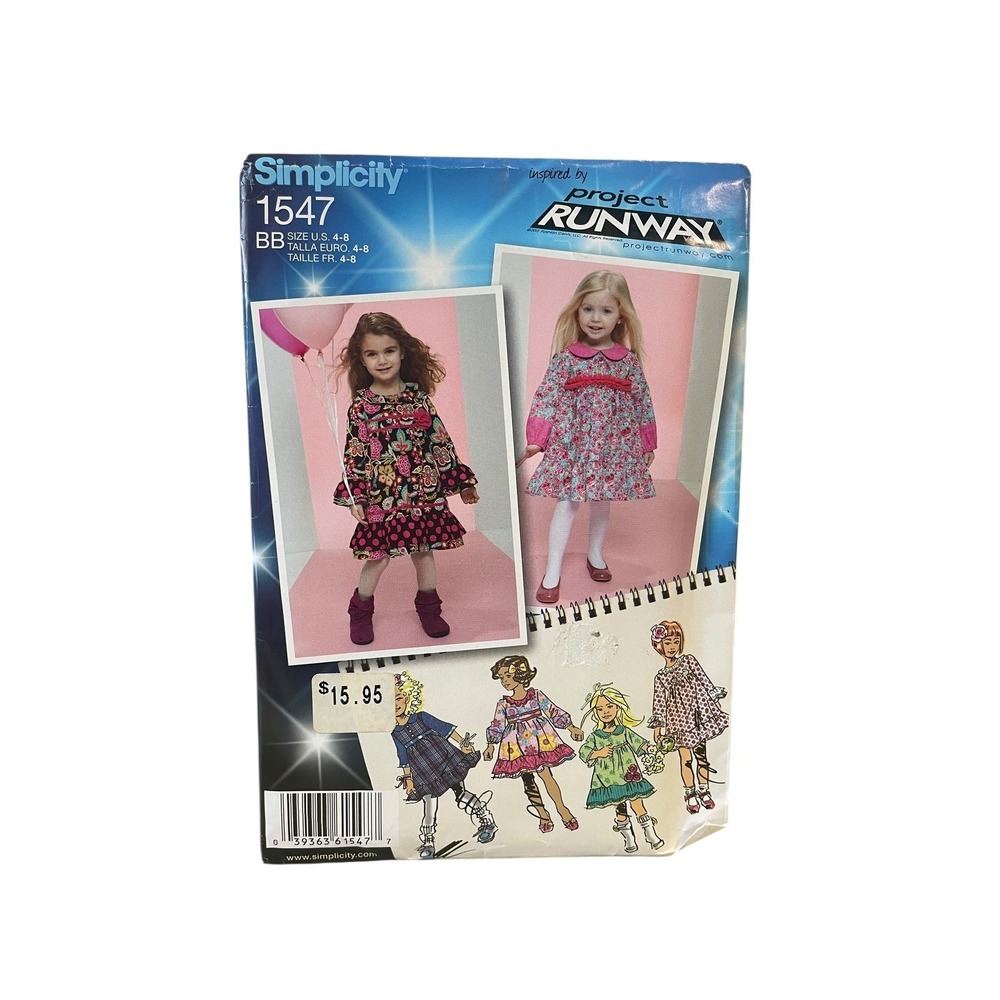 Simplicity 1547 Sewing Pattern Toddler Child Size 4-8 Project Runway Dress